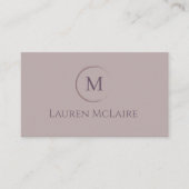 Elegant True Taupe Circle Monogram Visitenkarte (Vorderseite)