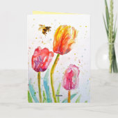 Elegant Tulip and Bee Watercolour Womans Name Karte (Rückseite)