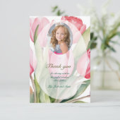 Elegant tulip First Communion Dankeskarte (Stehend Vorderseite)