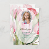 Elegant tulip First Communion Dankeskarte (Vorne/Hinten)