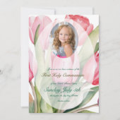 Elegant tulip First Communion Einladung (Vorderseite)