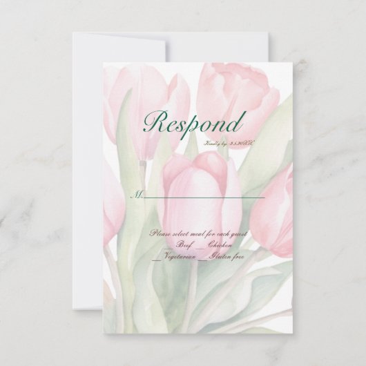 Elegant tulip First Communion RSVP Karte (Rückseite)