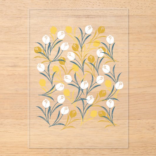 Elegant Tulip Floral Muster Acryleinladungen (Vorderseite)