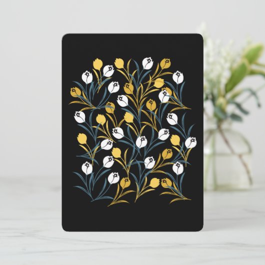 Elegant Tulip Floral Muster Einladung (Stehend Vorderseite)