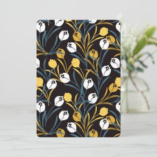 Elegant Tulip Floral Muster Einladung (Stehend Vorderseite)