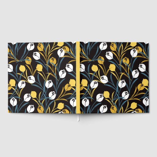 Elegant Tulip Floral Muster Gästebuch (Voll)