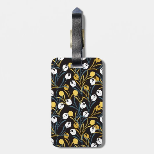 Elegant Tulip Floral Muster Gepäckanhänger (Rückseite vertikal)