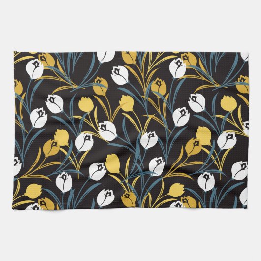 Elegant Tulip Floral Muster Geschirrtuch (Horizontal)