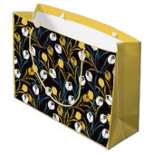 Elegant Tulip Floral Muster Große Geschenktüte (Rückseite Schrägansicht)