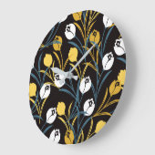 Elegant Tulip Floral Muster Große Wanduhr (Winkel)