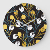 Elegant Tulip Floral Muster Große Wanduhr (Vorderseite)
