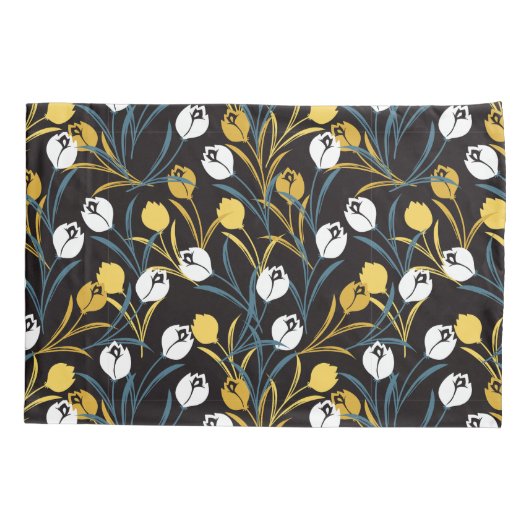 Elegant Tulip Floral Muster Kissenbezug (Rückseite)