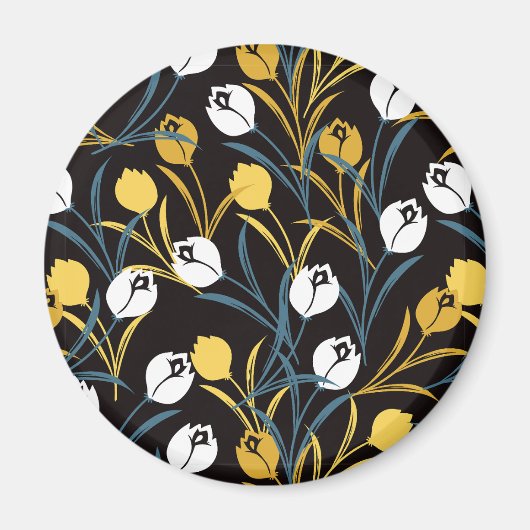 Elegant Tulip Floral Muster Magnet (Vorne)