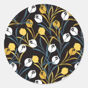 Elegant Tulip Floral Muster Runder Aufkleber