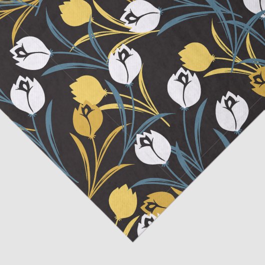 Elegant Tulip Floral Muster Seidenpapier (Ausschnitt)