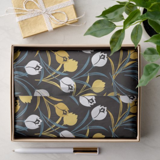 Elegant Tulip Floral Muster Seidenpapier (Geschenk)