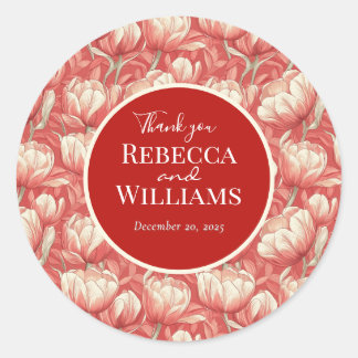 Elegant Tulip Sparkle Seaside Wedding Runder Aufkleber