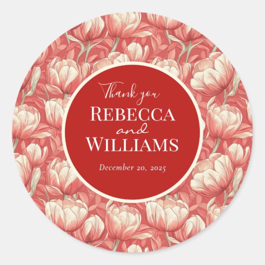 Elegant Tulip Sparkle Seaside Wedding Runder Aufkleber (Vorderseite)