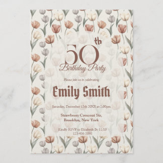 Elegant Tulip Themed Surprise Birthday Party Einladung