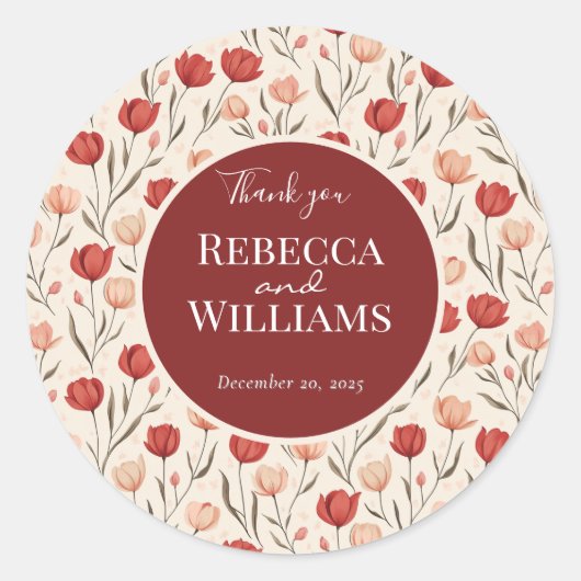 Elegant Tulip Wedding Sticker (Vorderseite)