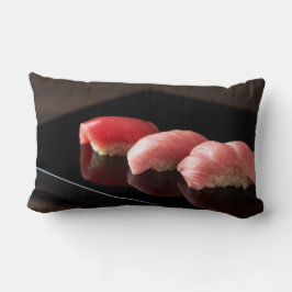 Elegant Tuna Sushi Cushion - Minimalist Black Plat Lendenkissen