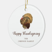 Elegant Turkey Happy Thanksgiving Keramik Ornament (Links)