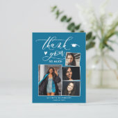 Elegant Türkis 4 Foto Abschluss Vielen Dank Postkarte (Stehend Vorderseite)