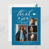 Elegant Türkis 4 Foto Abschluss Vielen Dank Postkarte (Vorne/Hinten)