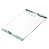 Elegant Türkis Agate Script Monogram Initials Notizblock (angewinkelt)