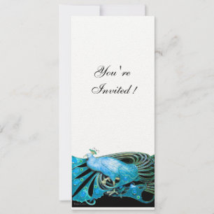ELEGANT TURKIS BLAUER PFau WEISS Einladung