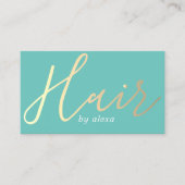 Elegant Türkis Golden Hair Stylist Visitenkarte (Vorderseite)