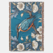 Elegant Türkis Kingfisher Bird Floral Decke (Vorderseite Vertikal)