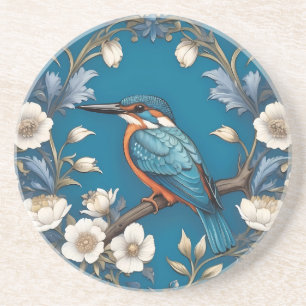 Elegant Türkis Kingfisher Bird Floral Getränkeuntersetzer