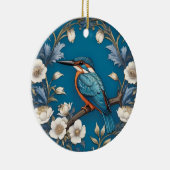 Elegant Türkis Kingfisher Bird Floral Keramik Ornament (Rechts)