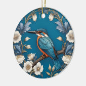 Elegant Türkis Kingfisher Bird Floral Keramik Ornament (Links)