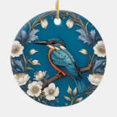 Elegant Türkis Kingfisher Bird Floral Keramik Ornament (Hinten)