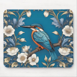 Elegant Türkis Kingfisher Bird Floral Mousepad