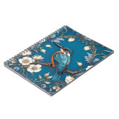 Elegant Türkis Kingfisher Bird Floral Notizblock (Linke Seite)