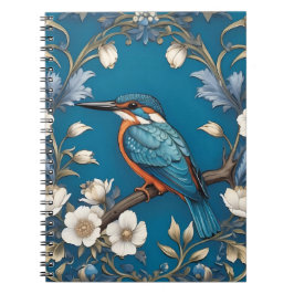 Elegant Türkis Kingfisher Bird Floral Notizblock