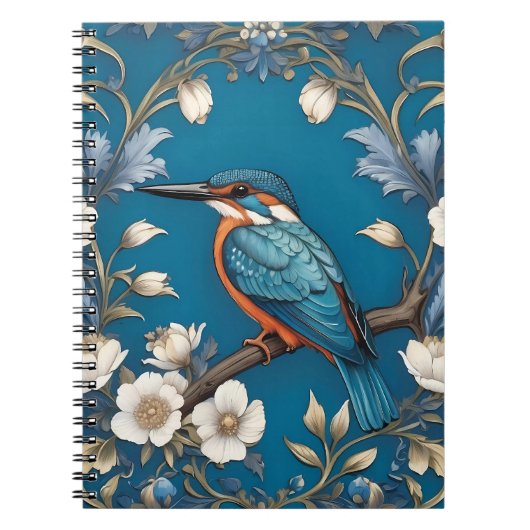 Elegant Türkis Kingfisher Bird Floral Notizblock (Vorderseite)