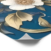 Elegant Türkis Kingfisher Bird Floral Poster (Ecke)