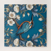 Elegant Türkis Kingfisher Bird Floral Puzzle (Horizontal)