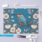 Elegant Türkis Kingfisher Bird Floral Seidenpapier (Handwerk)