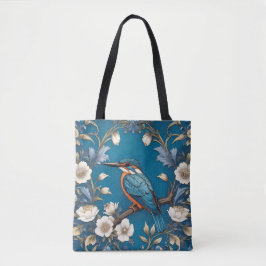 Elegant Türkis Kingfisher Bird Floral Tasche