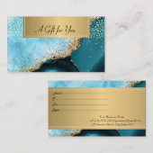 Elegant Türkis Marble Gold Confetti Rabattkarte (Vorne/Hinten)