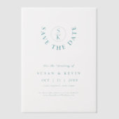 Elegant Türkis Monogram Wedding Save the Date Pergament Einladungen (Vorderseite)