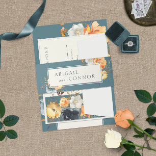 Elegant Türkis Terrakotta Navy Boho Floral Einladungsbanderole
