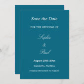 Elegant türkis Wedding Save the Date (Vorne/Hinten)
