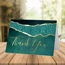 Elegant Türkise Agate Wedding Vielen Dank Grußkarte Mit Foliendruck