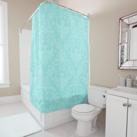 Elegant Türkise Blue Damask Duschvorhang (Beispiel)